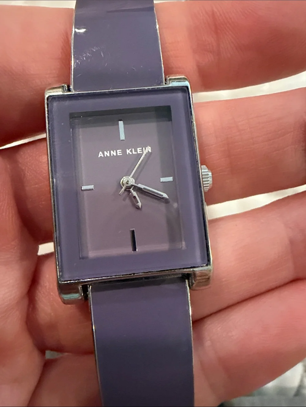 Anne Klein Lavender Rectangular Bangle Watch